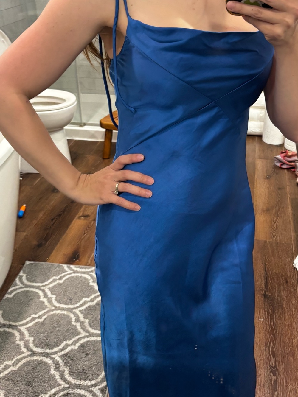 Hello Molly Satin Slip Dress in Royal Blue